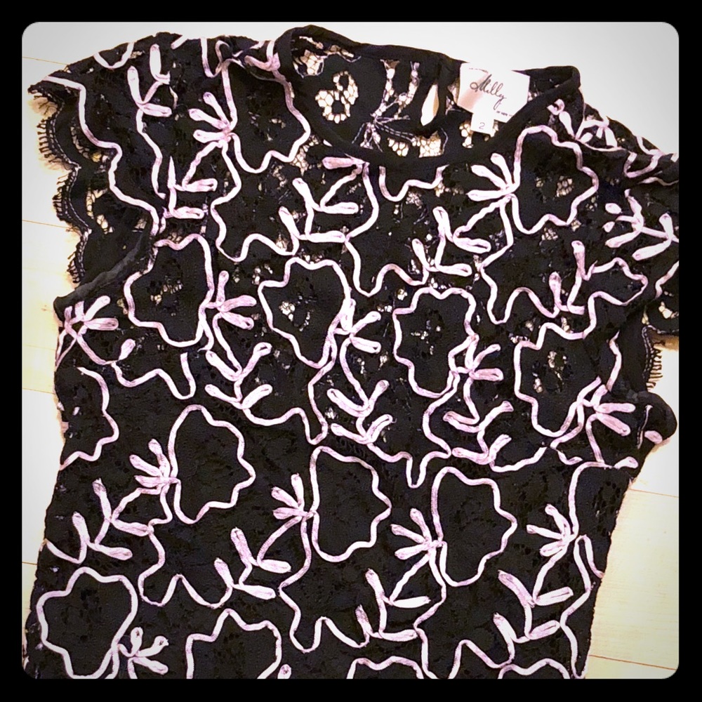 Milly of New York black lace blouse